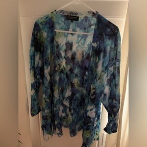 Jones New York Blue Blouse Cardigan Size 3X